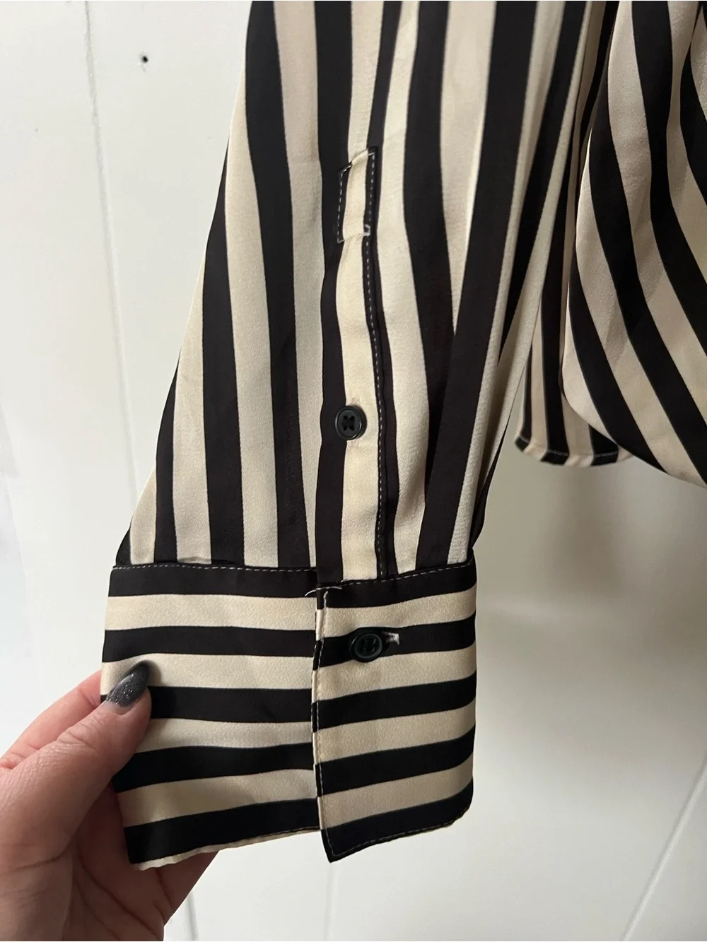 H&M Wrap-over Classic Striped Blouse Medium - Picture 5 of 9
